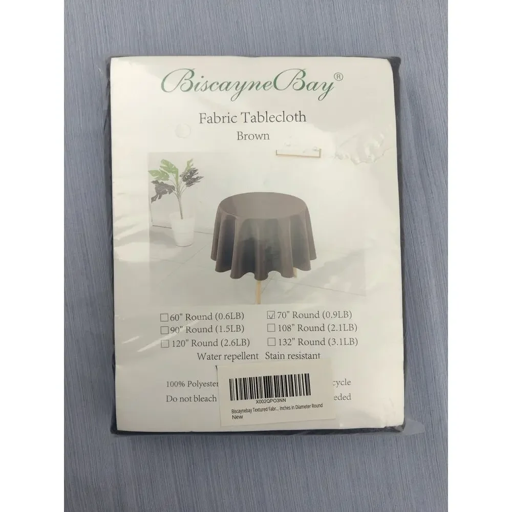 Biscayne Bay Fabric Tablecloth Color: Black Round Diameter 70” BRAND NEW